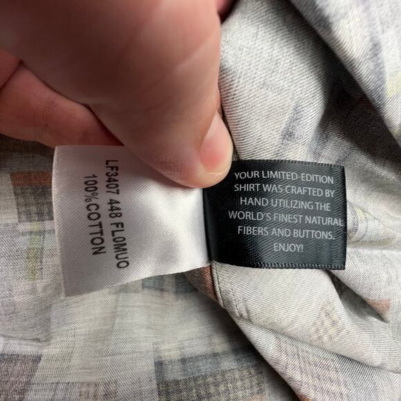 Calder Carmel Patchwork Button Up Shirt Men’s L Earth Tones Artsy - Picture 8 of 8